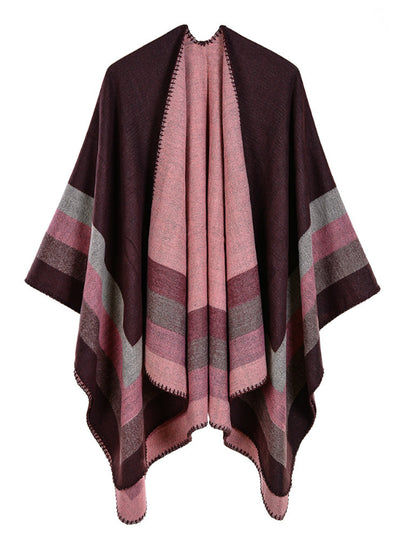 Four Bar Large Frame Split Cashmere Napped Shawl