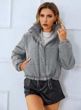 Solid Color Turtleneck Zipper Coat