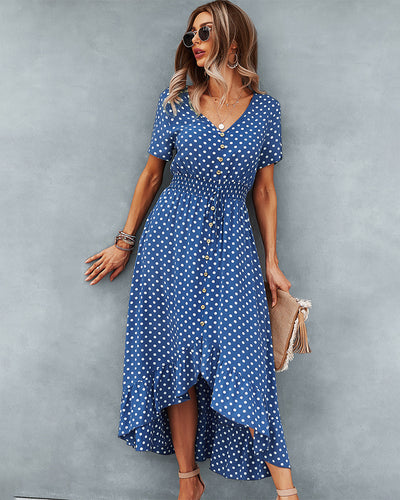 Short Wave Hi Lo Print Dress