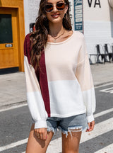 Turtleneck Contrast Lace-up Sweater