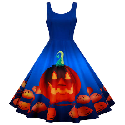 Halloween Sleeveless Fashion Print Dress
