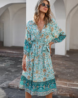 Bohemian Holiday Style Print Dress