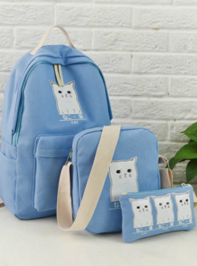 Women Backpack Cat Printing Canvas School Bags