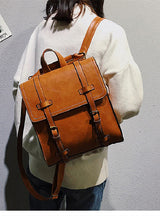 Folding College Style PU Leather Backpack