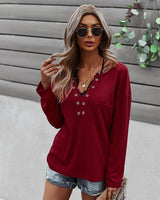 Women Solid Color Knitted Top