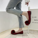 Square Flat-bottomed Fluffy Shallow Shoes