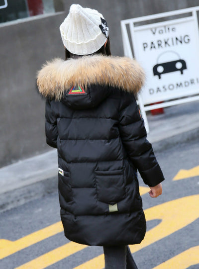 Fur Collar Hooded Children Down Coat Outerwear 