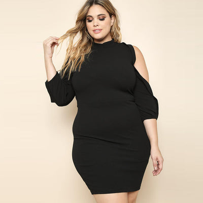 Black Plus Long Sleeve Knit Dress