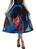 Black Hair Girl Pleats Print Short Skirt