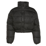 Women Short Puffer Jacket Cotton-Padded Thick