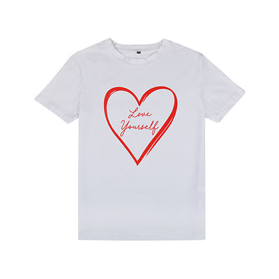 Love Heart Printed Short Sleeve T-shirt