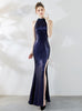 Split Long Sequined Evening Dress