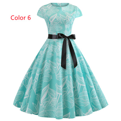 Retro Printed Short Sleeve Dress