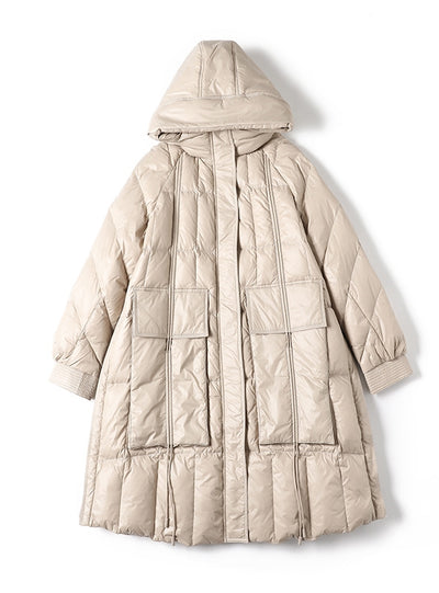 Loose and Long Big Swing White Duck Down Coat