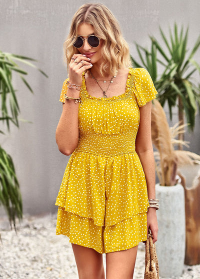 Square Neck Printed Jumpsuit