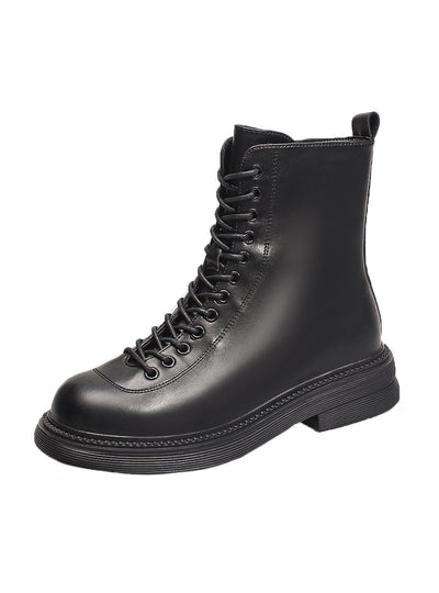 Thick-soled British Style White Skinny Boots