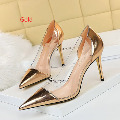 Pointed Metal Transparent Hollow Shoes