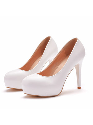 11 cm Waterproof Platform White Wedding Shoes