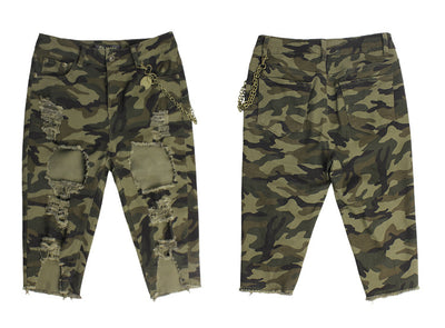 Stretch Camouflage Ripped Jeans