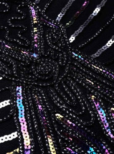 Mermaid V-neck Tassels Black Sequins Party Dress