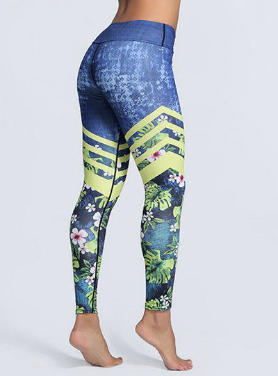 Leaf Printed Plus Size Fitness Legging Push Up