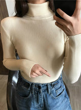 Winter Thick Sweater Women Knitted Ribbed Pullover Sweater