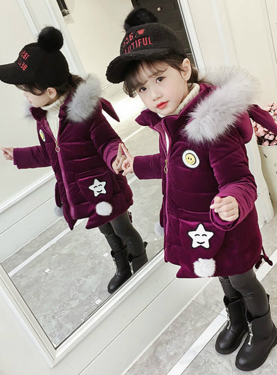 Velvet Padded Cotton-Padded Jacket For Children