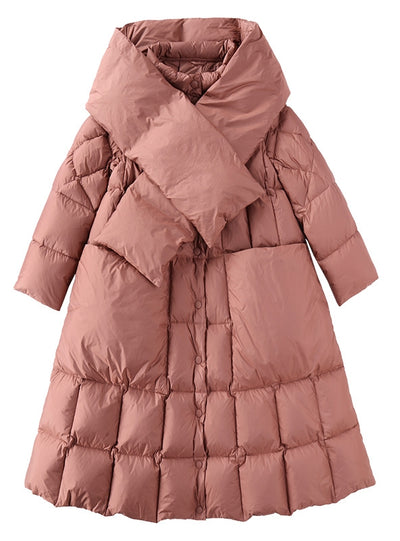 Loose Scarf White Duck Down Jacket Coat