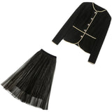 Retro Velvet Coat Gauze Skirt Two-piece Suit