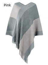 Striped Colored Cloak Tassel Knitted Scarf Shawl