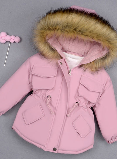 Baby Girl Denim Jacket Plus Fur Warm Toddler