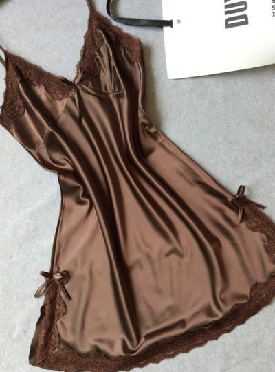 Silk Satin Night Dress Sleeveless Nighties V-neck