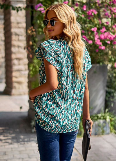 V-neck Loose Casual Short Sleeve Shirt