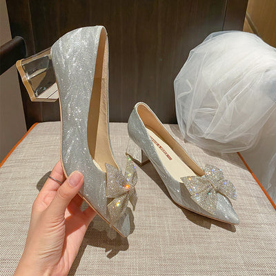 Pointed Platform Bow Heels Shoes