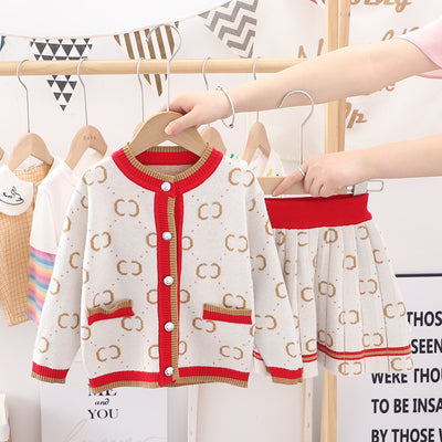 Sweater Sknitted Cardigan Skirt Two-piece Suit