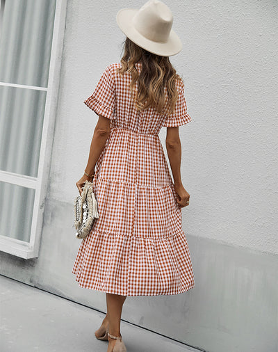 Plaid Temperament Big Swing Dress