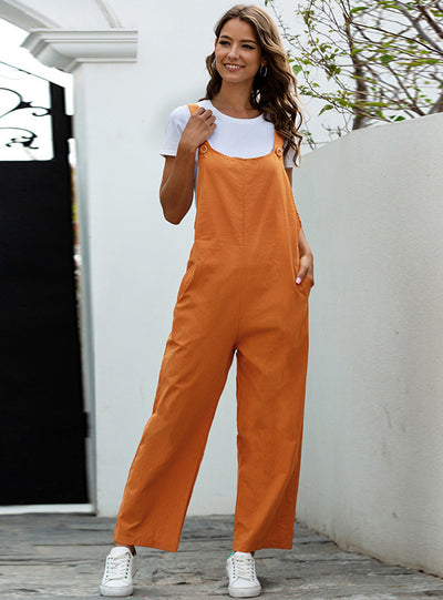 Retro Casual Long Bib Pants