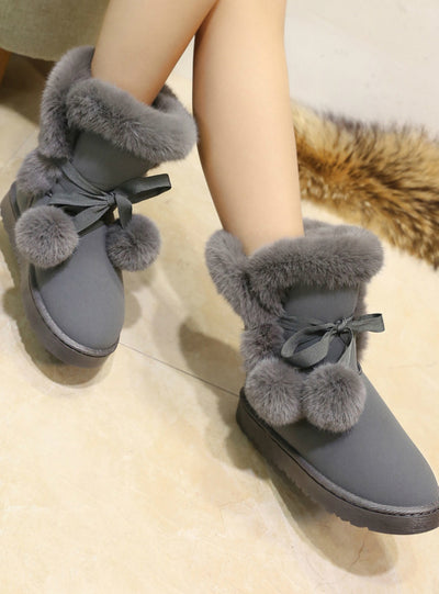 Woman Boots Round Toe Yarn Elastic Ankle Boots