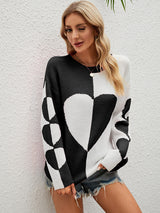 Long Sleeve Love Pattern Turtleneck Sweater