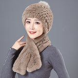 Warm Ear Protection Rex Rabbit Hair Warm Hat Scarf Set