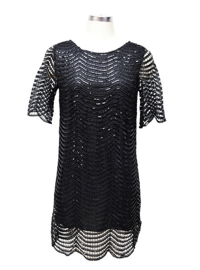 Round Neck Mini Sequined Dress