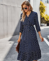 Wave Point Short Sleeve Print Dress