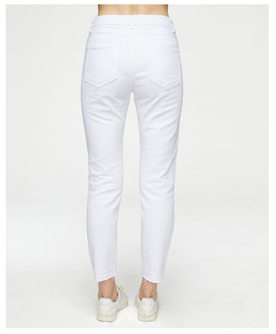 Straight Pants Worn Spliced White Jeans