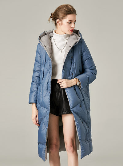 Long White Duck Down Ladies' Coat