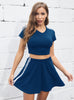 Striped Short-sleeved Shirt Skirt Sports Suit