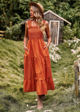 Solid Color Flounced Holiday Sling Dress