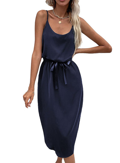 Women Casual Split Bow Sling Dress