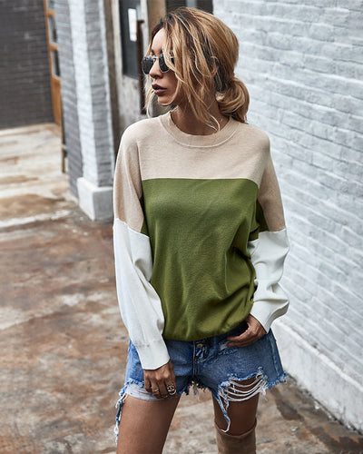 Contrasting Color Sweater Top