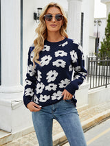 Loose Pullover Flower Sweater