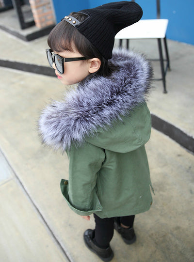 Girls Winter Fur Coat Girls Fur Hooded Jackets 
